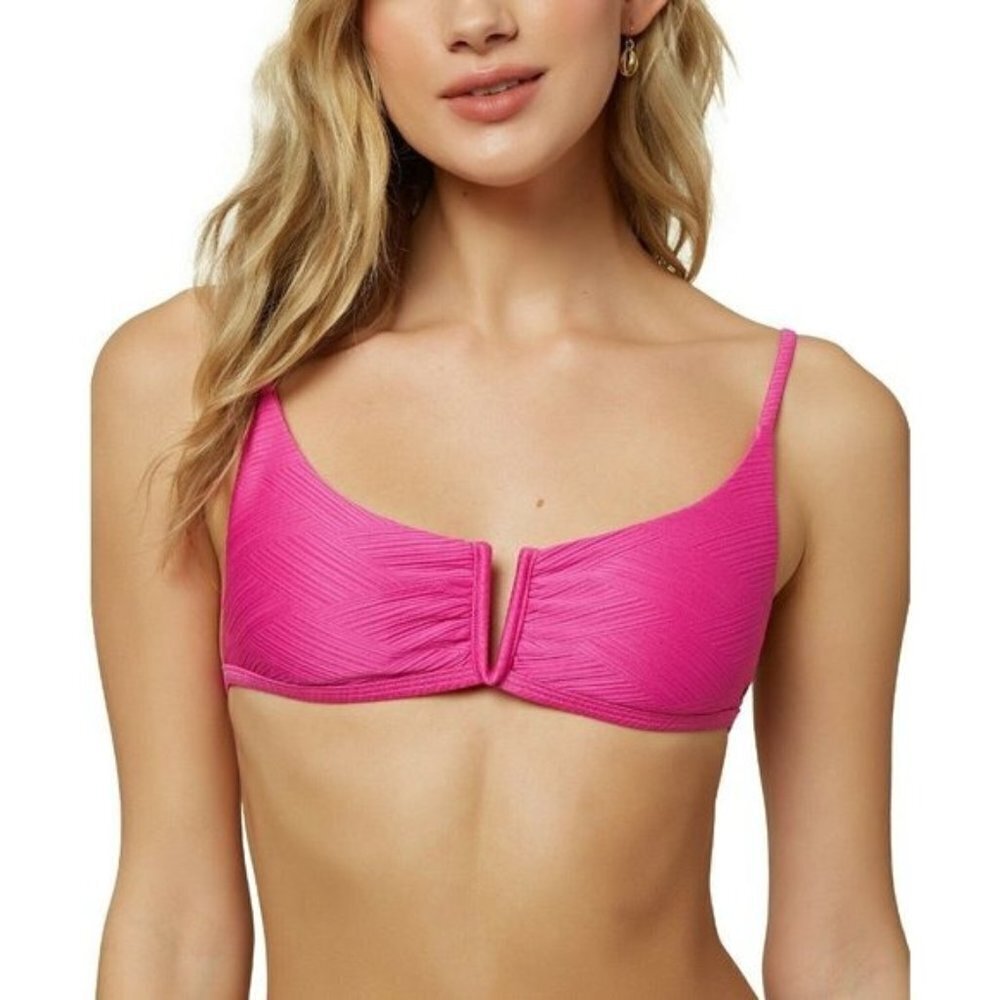 O'Neill Juniors Womens Size XL V-Wire Textured Bralette Bikini Top‎ Pink $49 134